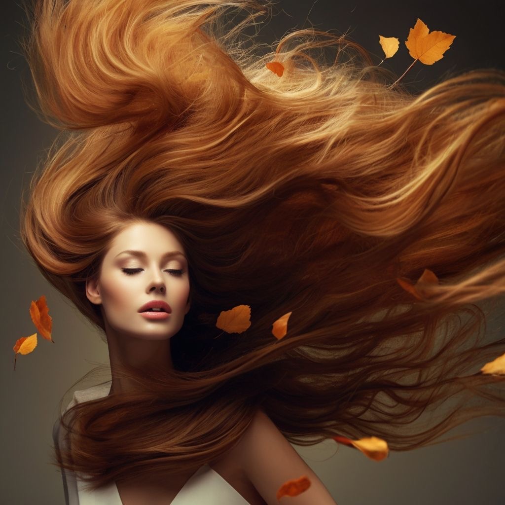 Brunette hair swirling with golden highlights